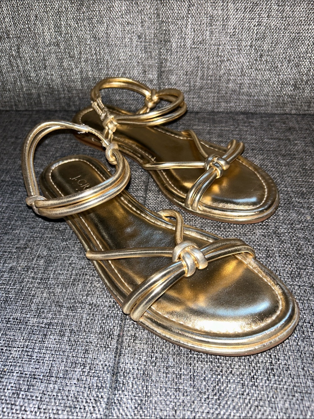J. Crew Factory Metallic Gold Knotted Strap Sandals
